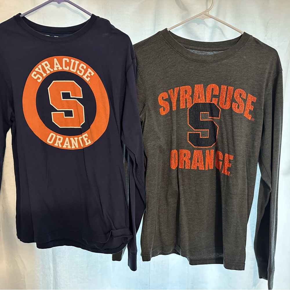 Two long sleeve Syracuse shirts; medium